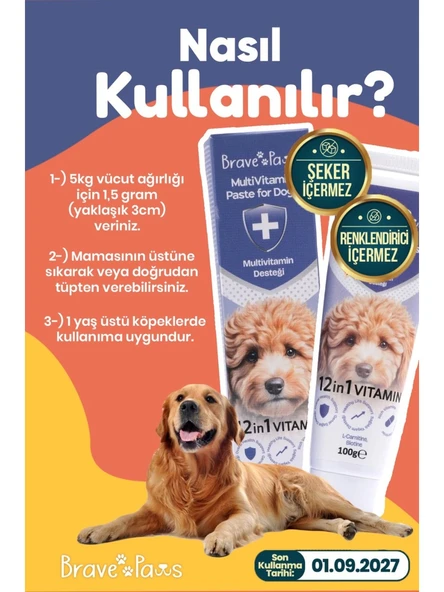 Brave Paws Multivitamin Paste Köpekler İçin 100 Gr - Resim 2