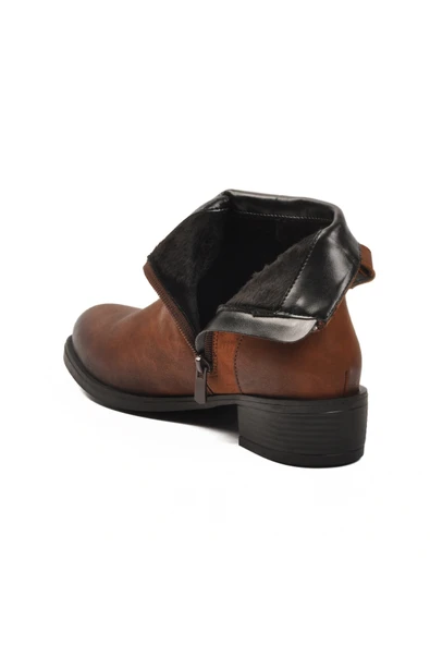 Aspor Taba Zümrüt İçi Kürklü Fermuarlı Kadın Topuklu Bot - Resim 4