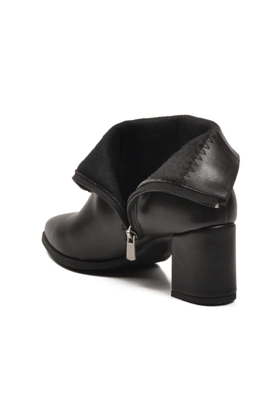 Aspor Siyah Fermuarlı Kadın Topuklu Bot - Resim 4