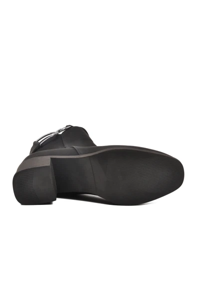 Aspor Siyah Zümrüt Fermuarlı Polarlı Kadın Topuklu Bot - Resim 5