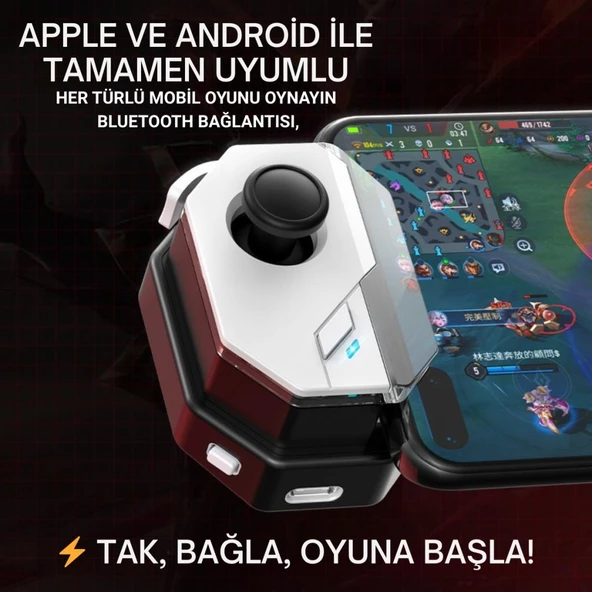 Coofbe Profesyonel Şarjlı Bluetooth Bağlantılı Telefon Joystick Kontrol Gamepad Mobil Oyun Kolu Tetik - 2