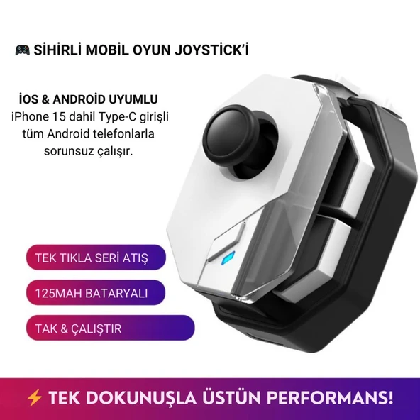 Coofbe Profesyonel Şarjlı Bluetooth Bağlantılı Telefon Joystick Kontrol Gamepad Mobil Oyun Kolu Tetik
