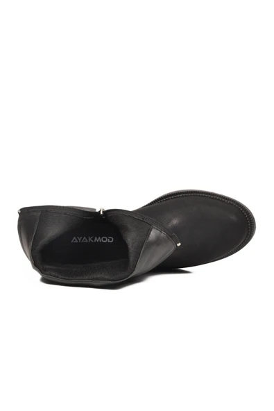 Aspor Siyah Zümrüt İçi Kürklü Fermuarlı Kadın Topuklu Bot - Resim 4