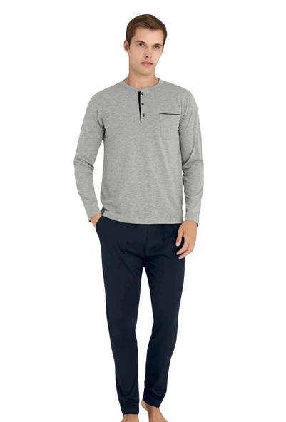 KLY Midi Yaka Erkek Uzun Kollu Kışlık Pijama 9250 ürün görseli