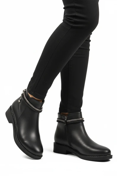 Aspor Siyah Fermuarlı Kadın Topuklu Bot ürün görseli