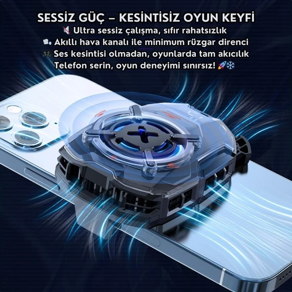 Coofbe Dijital Göstergeli  Turbo Fan Işıklı Klipsli 27W Telefon Soğutucu Radyatör Tüm Telefonlara Uyumlu - 4