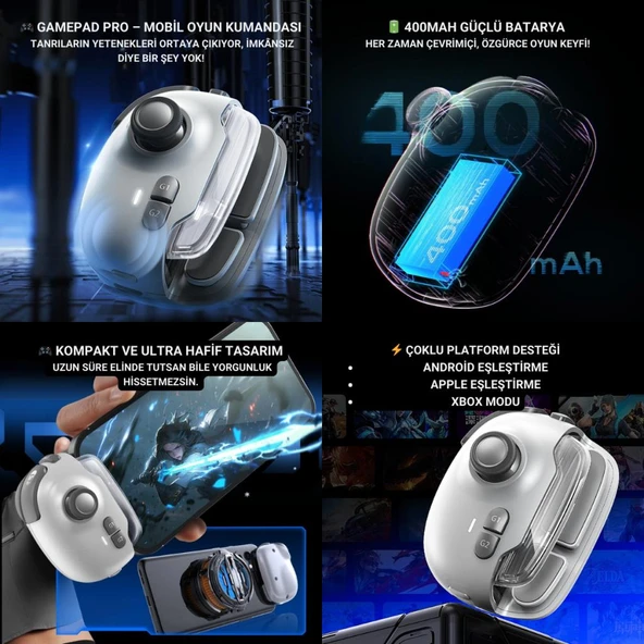 Coofbe Profesyonel 400Mah Type-C Girişli Mobil Oyun Kolu Telefon Joystick Telefon Ateş Tetik Gamepad Joystick - 5