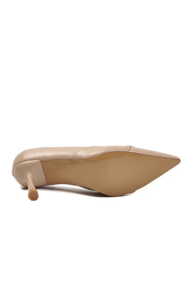 Aspor Bej Kırışık Kadın Topuklu Ayakkabı - Resim 5