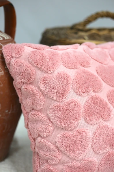 Love | Welsoft Jakarlı Dekoratif Kırlent Kılıfı 43x43 cm - ZTLOVE  pembe - 5