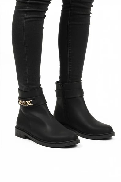 Aspor Siyah Zümrüt İçi Kürklü Fermuarlı Kadın Topuklu Bot ürün görseli