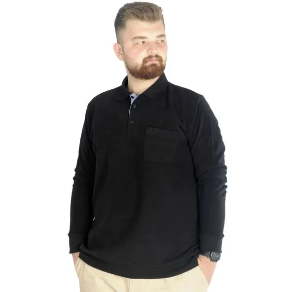 Erkek Sweat Polo Cepli Selanik Basic 20441 Siyah - 1