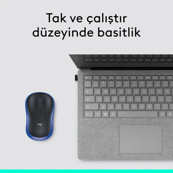 Logitech M185 USB Alıcılı Kompakt Kablosuz Mouse - Mavi - Resim 6