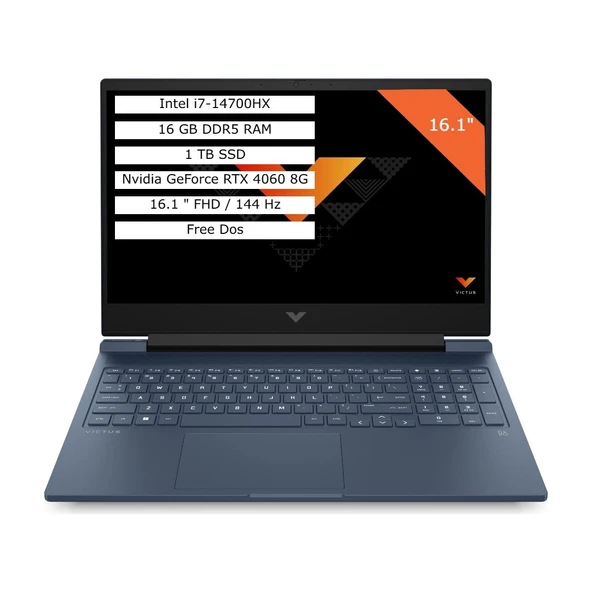 Victus 16-R1041NT 9J243EA Intel I7-14700HX 16GB 1tb SSD 8gb RTX4060 16.1 144Hz Gaming Notebook ürün görseli 1