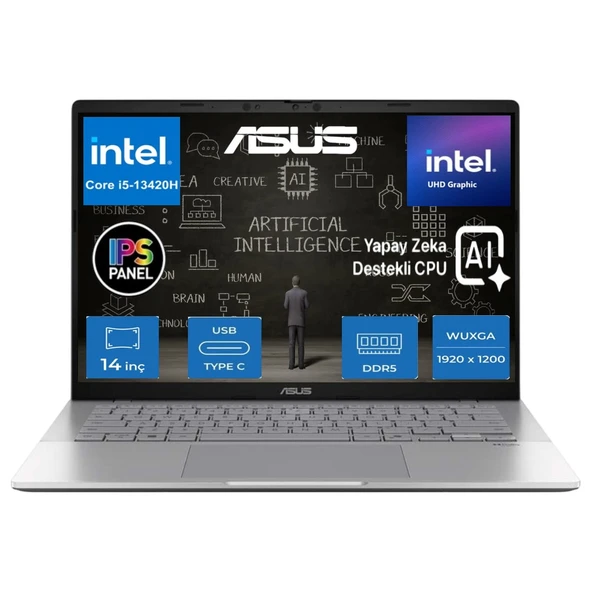Vivobook S14 S3407VA Intel Core I5 13420H 8gb 1tb SSD Freedos 14" IPS Wuxga Yapay Zeka Destekli Taşınabilir Bilgisayar LY015 ürün görseli 1