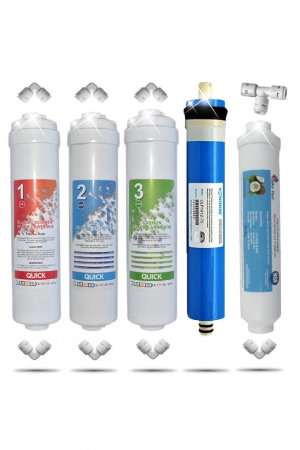 Kapalı Kasa 12 Inç Su Arıtma Cihazı 5 Aşama Inline Vontron Membranlı Filtre Seti