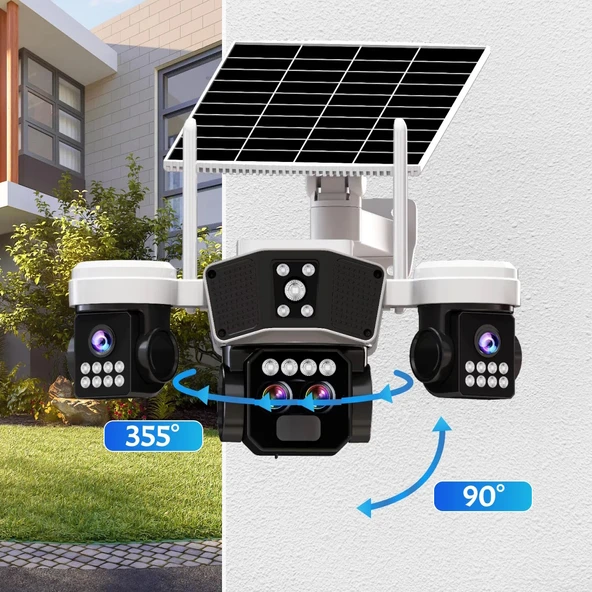 O-Kam 9095 12MP 10X Zoom 4 Lens 3 Ekran UltraHD 4G Solar Akıllı Güvenlik Kamerası - Resim 5