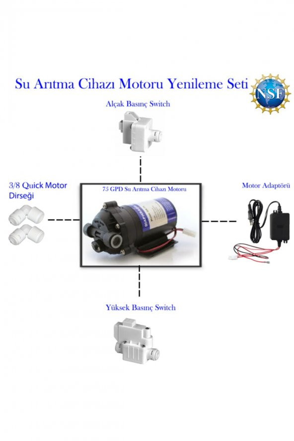 Su Arıtma Cihazı Pompa 75 Gpd (Motor) Yenileme Kiti - Resim 2