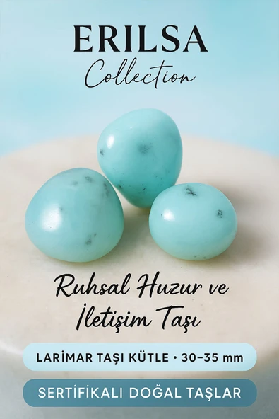 Sertifikalı Doğal Larimar Taşı Kütle 30-35 mm – Ruhsal Huzur ve İletişim Taşı ürün görseli