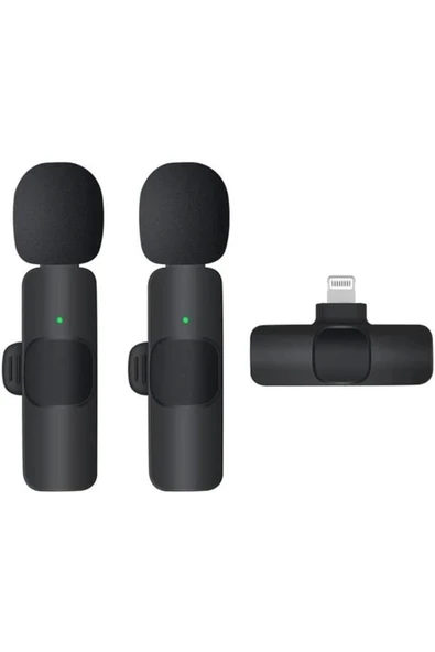 K9 Kablosuz Yaka Mikrofonu Lightning 2’li Mini Mikrofon Youtube Tik Tok 2 Adet ürün görseli 1