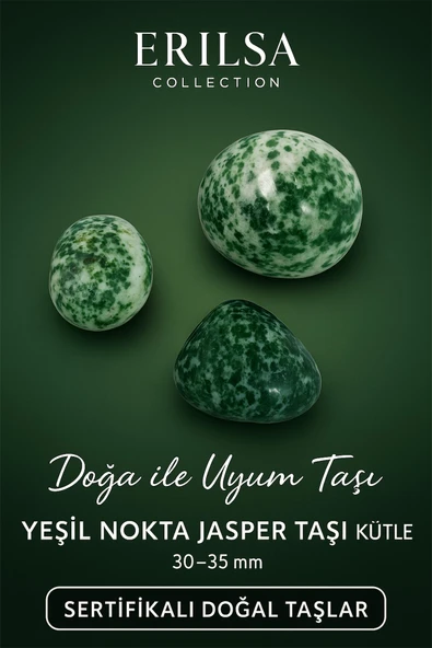 Sertifikalı Doğal Yeşil Nokta Jasper Taşı Kütle 30-35 mm – Doğa ile Uyum ve Denge Taşı ürün görseli