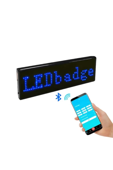 Matrix Kayan Led Yaka Rozeti Mobil Kontrollü Dijital Etiket 9×3cm - Resim 3