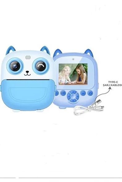 Dijital Video Fotoğraf App Destekli Çocuk Kamerası Termal Resim Kağıt Baskılı Yazıcı Mavi ürün görseli 1