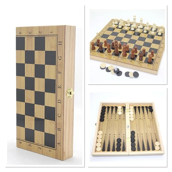 Ahşap Satranç Ve Tavla Seti Alk4243 ürün görseli 1