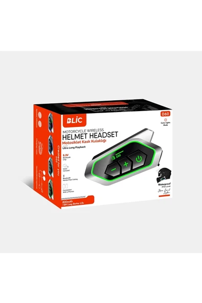 D60 Motor Kask Kulaklık Rgb Modlu Motosiklet Kulaklık Su Geçirmez 5.3 Bluetooth Intercom - Resim 2