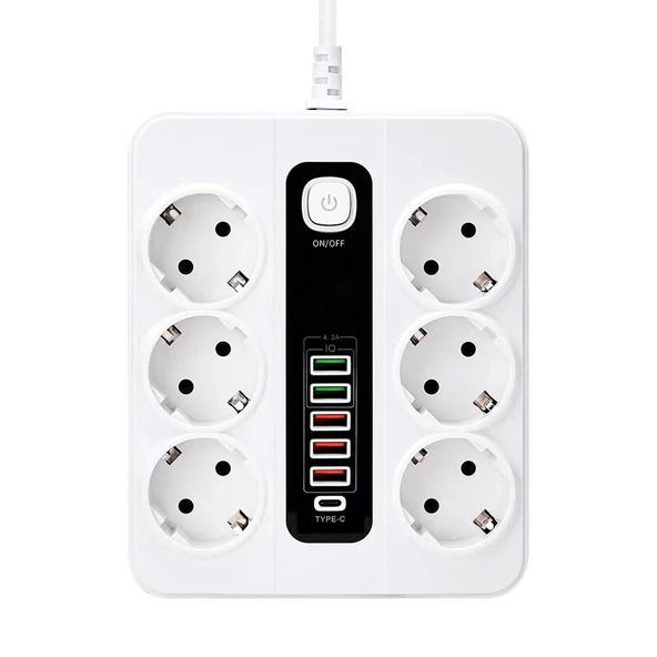 Hp-h04 3000w 10amper 6’lı 2metre Uzatma Kablolu Çoklu Termal Akım Priz - Resim 3