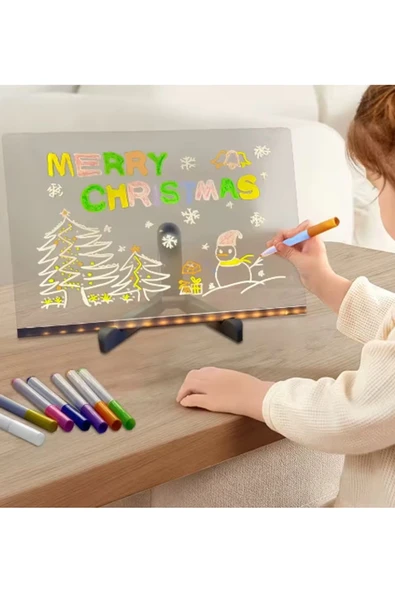 12 Inc Led Işıklı Çizim Tahtası Ayarlanabilir Stant Ve Kalemleri İle - Resim 4