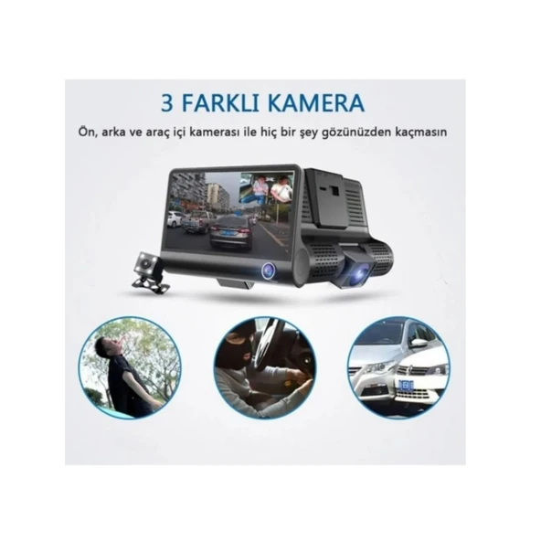 AteşTech 1080P Full HD 3 Kameralı Araç İçi Sensörlü Geri Görüş Kameralı Dashcam - 3