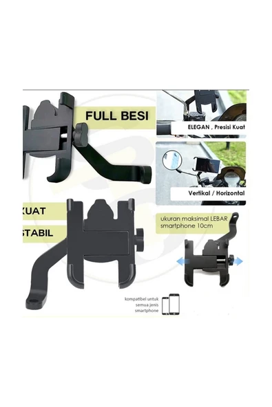 Alüminyum Gövdeli Metal Ayna Bağlantılı Motosiklet Telefon Tutucu 7 İnç Xl - Resim 3