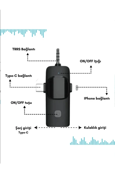 Yüksek Kalite Profesyonel 3 In 1 Kablosuz Taşınabilir Yaka Mikrofonu Tüylü - Resim 5