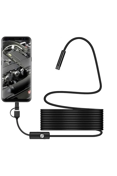 Endoskop 3 İn 1 Yılan Kamera Usb Micro Usb Type-c 20 Metre Sert Kablo - Resim 3