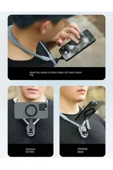 360 Derece Ayarlanabilir Boyun Askılı Manyetik Telefon Tutucu - Resim 5