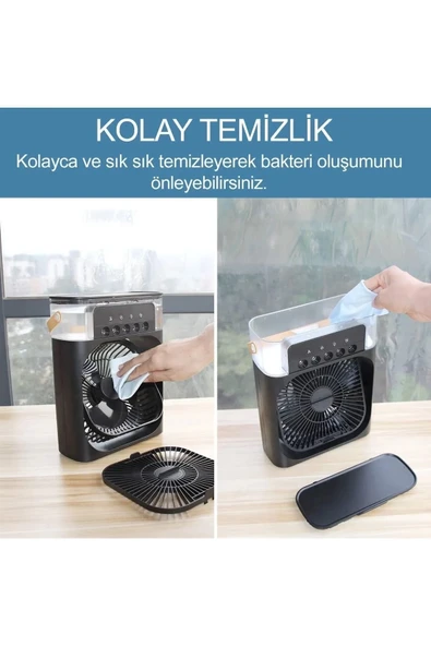Taşınabilir Işıklı 5 Spreyli Vantilatör Buzlu Buharlı Vantilatör Mini Fan Nemlendirici - Resim 5