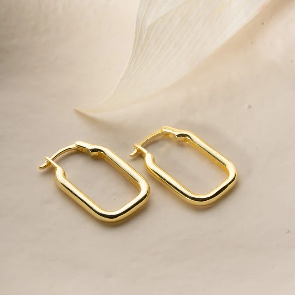 925 Ayar Gümüş Bombeli Dikdörtgen Küpe - Resim 2