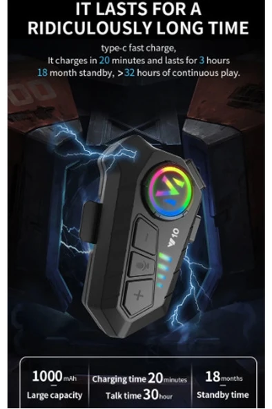 Y10 Kask Kulaklık Bluetooth Motosiklet Kulaklık 5,3 Bluetooth Intercom Motorsiklet Kulaklık - Resim 2