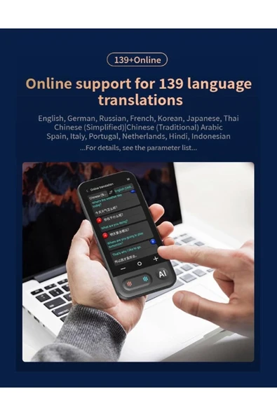 Kameralı 140 Dilde Wifi Özellikli Translator Elektronik Çeviri Cihazı Türkçe Menü - Resim 2