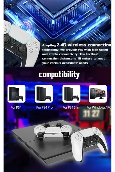 P4 Plus Bluetooth Titreşimli Ps4/ps5 Uyumlu Pc Telefon Joystick Kablosuz Oyun Kolu - 4