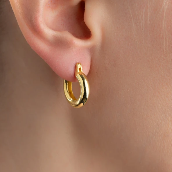 925 Ayar Gümüş Bombeli Halka Küpe - Resim 3