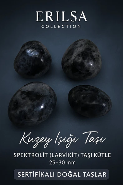 Sertifikalı Doğal Spektrolit (Larvikit) Taşı Kütle 25-30 mm – Kuzey Işığı ve Koruma Taşı ürün görseli