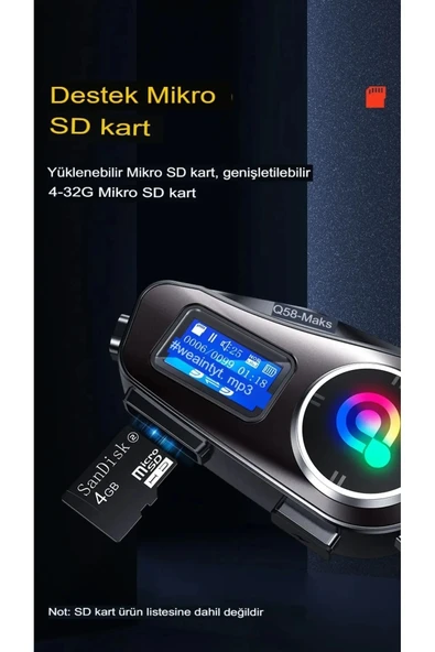 Q58-max Radyolu 2 Kişi Bağlantılı Bluetooth Kask Kulaklık Ekranlı Fenerli Müzik Ve Telsiz Intercom - Resim 4