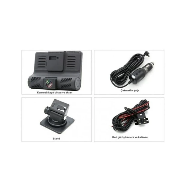 AteşTech 1080P Full HD 3 Kameralı Araç İçi Sensörlü Geri Görüş Kameralı Dashcam - 4