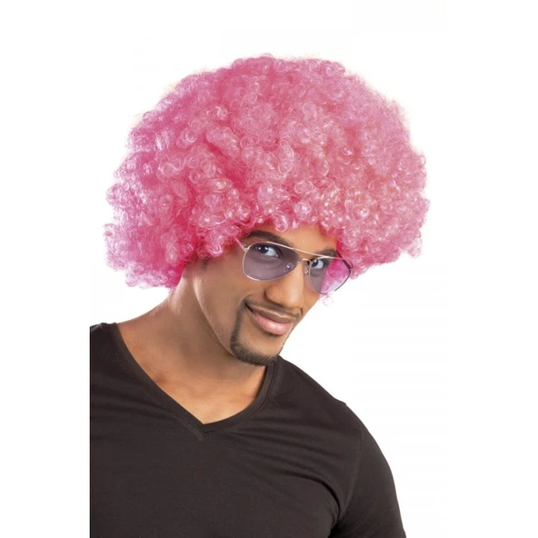 Pembe Renk Kıvırcık Afro Bonus Parti Peruğu ürün görseli 1