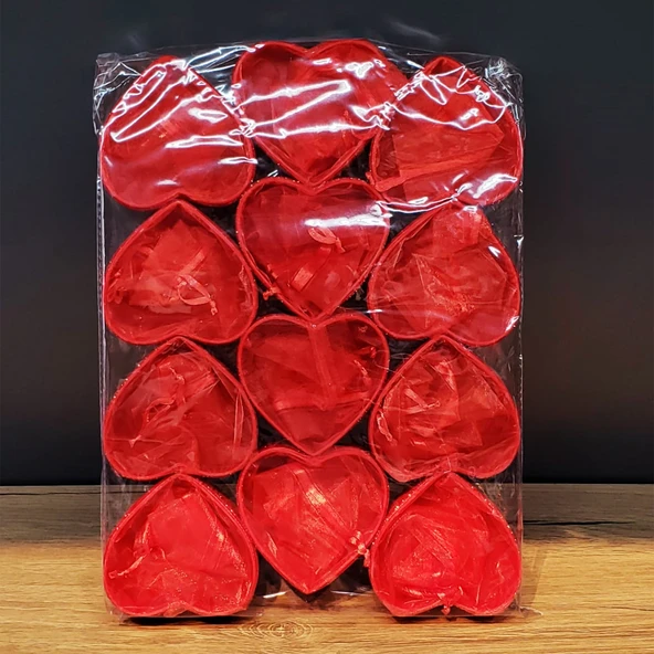 Kırmızı Kalpli Tül Kese ürün görseli