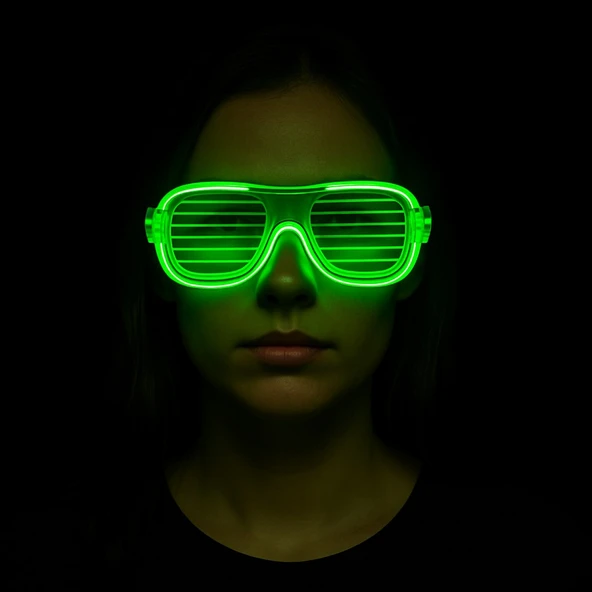 Yeşil LED Işıklı Parti Gözlüğü - Neon 3 Modlu - Resim 2