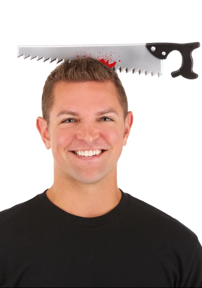 Kafaya Saplanmış Halloween Kanlı Testere Şaka Tacı ürün görseli 1