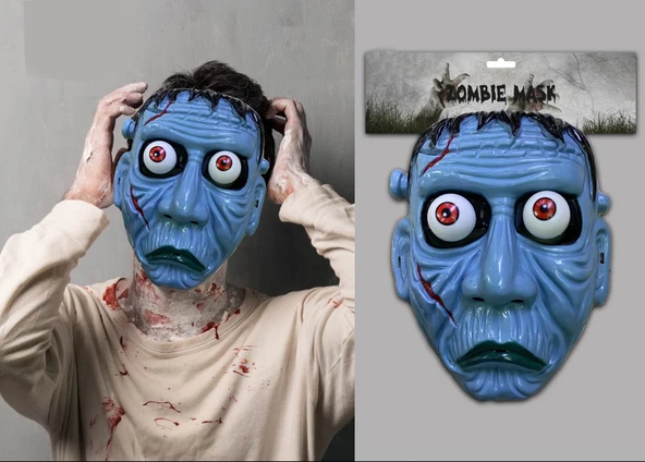 Frankenstein Temalı Sallanan Oynar Gözlü Maske - Resim 2