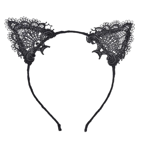 Siyah Kedi Dantel Taç + Eldiven Seti - Parti, Dans ve Kostüm Kombini - Resim 2